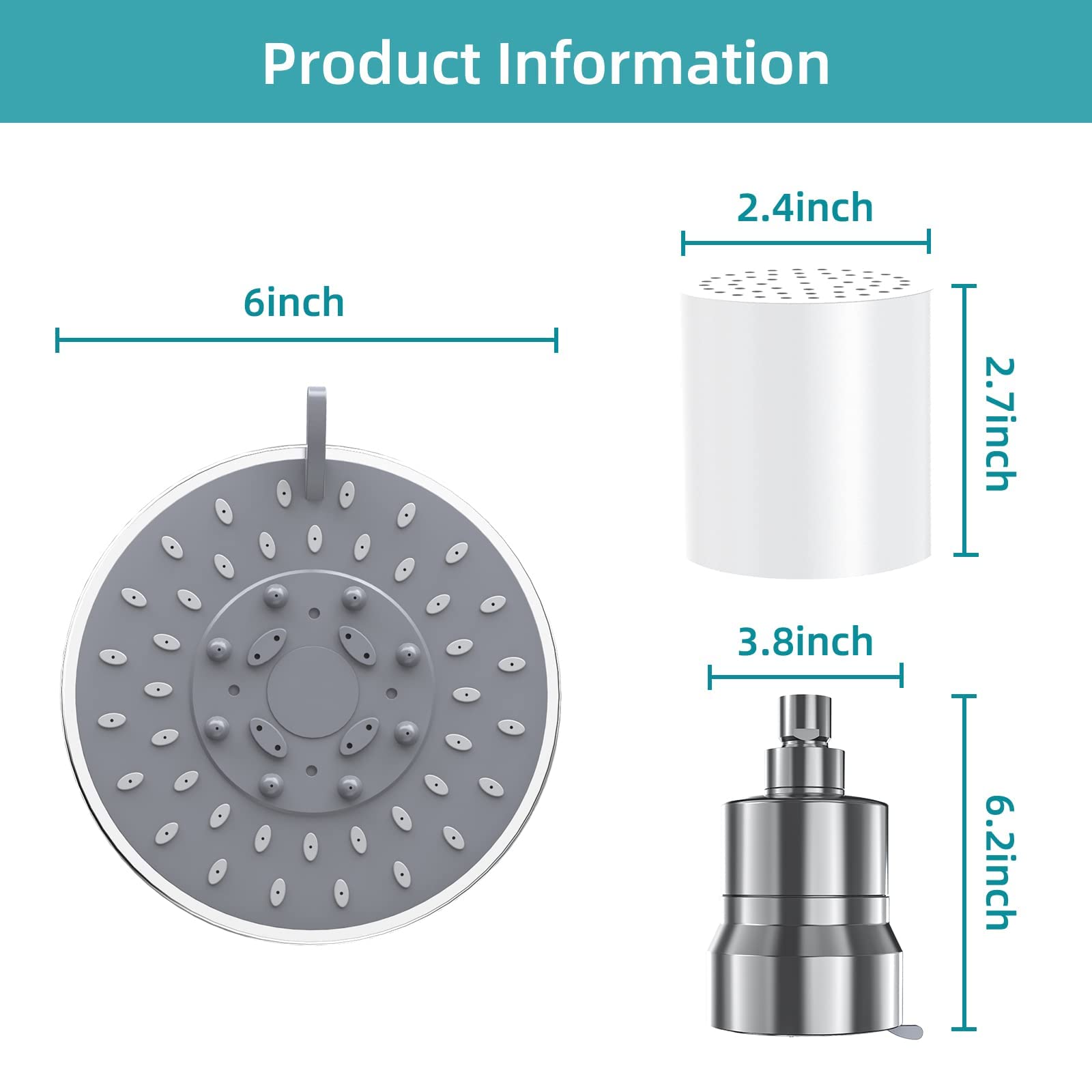 Filtered Shower Head, 5 Modes High Pressure,15 Stage Hard Water Shower Head Filter for Remove Chlorine and Harmful Substances