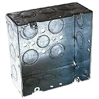 Hubbell-Raco 8257 2-1/8-Inch Deep, 1/2-Inch and 3/4-Inch Side Knockouts Welded 4-11/16-Inch Square Box, Steel