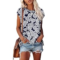 CATHY Women's Casual Tunic Tops Crew Neck Tee T-Shirt Short Sleeve Blouse with Pocket