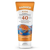 Kids Sunscreen Cream SPF 40, Organic Mineral Sunscreen Kids Face & Body with Zinc Oxide, Reef Friendly, Broad Spectrum, Water Resistant, 2.9 fl oz