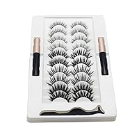 Magnetic Eyelashes,10 Pairs Magnetic Eyelashes and Eyeliner Kit,Reusable 3D Magnetic False Lashes Extension Needed for Makeup