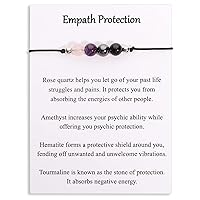 Empath Protection Bracelet Empath Bracelets Gifts for Her Natural Healing Crystal Beaded Bracelet, Tourmaline, Amethyst, Hematite, Rose Quartz, Jewelry for Best Friends Daughter Mom