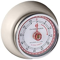 Zassenhaus Magnetic Retro Kitchen, Classic Mechanical Cooking Timer (Cream), 2.7-Inch