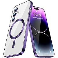 Phone Case for Galaxy S24, Clear Magnetic Case Compatible with MagSafe, with Camera Protector Slim Fit Soft TPU Anti-Yellow Case for Samsung Galaxy S24, Purple YY