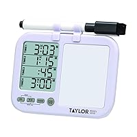Taylor 5849 Four-Event Digital Timer with Whiteboard for School, Learning, Projects, and Kitchen Tasks, white