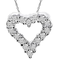 14K White Gold Diamond Heart Pendant (chain NOT included)