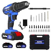 Cordless Drill, 21 V Cordless Drill with Li-Ion Batteries, 26 Pieces Drill Kit Included, Brushless Drill Set with 2 Variable Speeds and Safety Lock, Battery Drill Quiet, 45 Nm