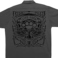 Hot Leathers Charcoal Brass Knuckles Mechanic's Work Shirt