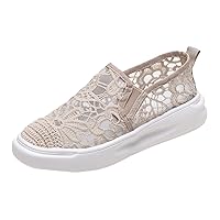 Women's Sneakers Walking Shoes Sports Shoes Wedges Solid Color Lace Flower Mesh Ladies Casual Sneakers