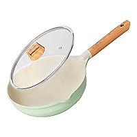 Nonstick Wok Pan with Lid, 12 Inch Non Stick Wok Stir Fry Pan with Ergonomic Handle and Unique Cover Beads, 100% APEO and PFOA Free Suit for Gas, Electric, Induction & Ceramic Stoves,Green