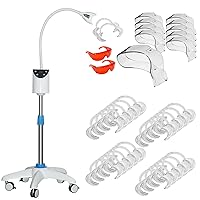 Dental Mobile Teeth Whitening Lamp Cold Bleaching Teeth Whitening Blue Light Machine LED Teeth Whitener Accelerator Light with 20 Pieces (Size M) C-Shape Teeth Whitening Cheek Retractor, Autoclavable