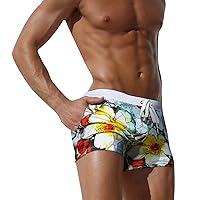 Swim Trunks Men Sexy Swim Briefs Bikini Board Surf Shorts Boxer Swimsuits with Pocket Quick Dry Beachwear