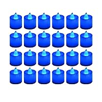 LANKER 24 Pack Flameless Led Tea Lights Candles - Flickering Blue Battery Operated Electronic Fake Candles – Decorations for Wedding, Party, Christmas, Halloween and Festival Celebration (Blue)