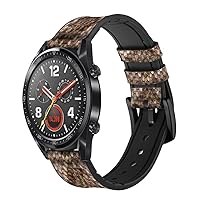 CA0481 Rattle Snake Skin Graphic Printed Leather & Silicone Smart Watch Band Strap for Wristwatch Smartwatch Smart Watch Size (20mm)