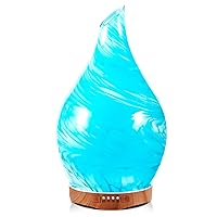 Porseme 280ml Essential Oil Diffuser Glass Color Changing Aroma Air Diffusers Aromatherapy Ultrasonic Cool Mist Humidifier 7 Running Hours Waterless Auto-off for Sleeping, Yoga, Office, Spa(Blue Wave)