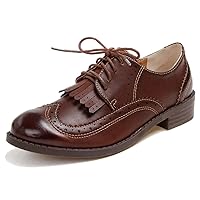 Women's Flat Shoe Wingtip Lace Up Two Tone Oxford