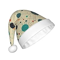 Absctract Geometric Pattern Space Print Santa Hat Unisex Plush Christmas Hat Cute Xmas Hat For New Year Festive Party