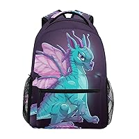 ALAZA Fantasy Dragon Cute Cartoon Backpack Purse with Multiple Pockets Name Card Personalized Travel Laptop School Book Bag, Size M/16.9 inch