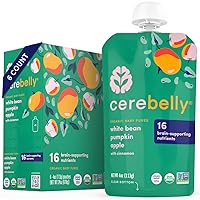 Cerebelly Baby Food Pouches – White Bean Pumpkin Apple (4 oz, Pack of 6) Toddler Snacks - 16 Brain-supporting Nutrients from Superfoods - Healthy Snacks, Dairy Free, BPA-Free, Non-GMO, No Added Sugar