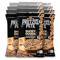 Pretzel Pete Smoky Gouda Seasoned Pretzel Medley, Single Serve Pack, Nut-Free and Sesame-Free Snack, Small Batch, Bold Flavor (1oz, Pack of 24)