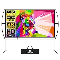 Projector Screen with Stand Foldable Portable Movie Screen 120 Inch（16：9）, HD 4K Double Sided Projection Screen Indoor Outdoor Projector Movies Screen for Home Theater