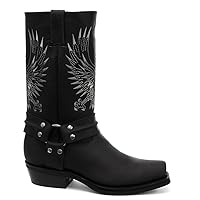 Grinders Bald Eagle Black Mens Cowboy Boots, Size 9
