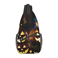 Halloween Pumpkin Cross Chest Bag Diagonally Multi Purpose Cross Body Bag Travel Hiking Backpack Men And Women One Size