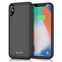 Feob Battery Case for iPhone Xs/X, Rechargeable 6500mAh Portable Charging Case Extended Battery Pack Cover Power Bank Charger Case for iPhone Xs/X[5.8 inch]-Black