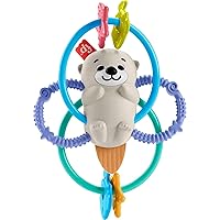 Fisher Price Baby Toys Twist & Teethe Otter 2-In-1 Rattle and Bpa-Free Teether with Textured Rings for Infant Fine Motor Play