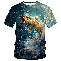 Novelty Men's Fishing T-Shirt Funny Animal Graphic Tee Shirt