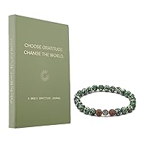 Daily Gratitude Journal and Tree Agate Gratitude Bracelet, Beautiful Gratitude Gifts for Men & Women, Foster Happiness, Thankfulness, and Appreciation