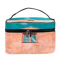 Red Concrete House Women Portable Travel Accessories with Mesh Pocket Makeup Cosmetic Bags Storage Organizer Multifunction Case