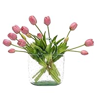 15pcs Artificial Tulips Flowers, Real Touch Latex Bouquet, Fake Tulips for Office Wedding Party Home Kitchen Garden Decoration(Light Purple,15pcs)