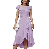 BeryLove Summer Lace Chiffon Wedding Guest Dress for Women 2024 Bridesmaid Cocktail