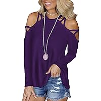 Womens Sexy Off The Shoulder Top Casual Long Sleeve Cold Shoulder Cut Out Blouse Shirts