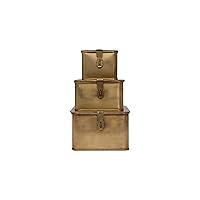 Square Decorative Metal Boxes with Gold Finish (Set of 3 Sizes)