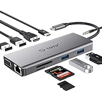 TOTU USB C Hub, Type C Hub, 11-in-1 Adapter with Ethernet, 4K USB C to HDMI, VGA, 2 USB3.0 2 USB2.0, Micro SD/TF Card Reader, Mic/Audio, USB-C Pd 3.0, Compatible for Mac Pro and Other Type C Laptops