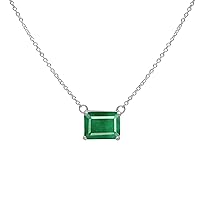 Natural Zambian Emerald Necklace In 14k Solid Gold Necklace Octagone Shape Stone Size 7x9 MM Stone Weight 2.15 CTW Gold Weight 2.64 GM