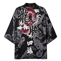 Dragon print Men' and ' Cardigan Loose clothing kimono