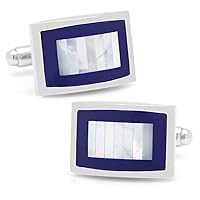 Ox and Bull Trading Co. Mother of Pearl and Lapis Blue Key Cufflinks