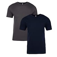 Next Level Mens Premium Fitted Short-Sleeve Crew T-Shirt - Midnight Navy + Heavy Metal (2 Pack) - X-Small