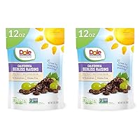 Dole California Seedless Raisins, Dried Fruit, Healthy Snack, 12 Oz (Pack of 2)