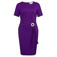 KIMCURVY Women's Plus Size 3/4 Sleeve Dress Evening Pencil Dress for Business Cocktail Party with Revomable Rhinestone