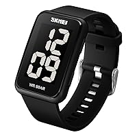 Gosasa Square Men's Women's Digital Watch Big Numbers Dial Waterproof LED Watches for Student Teens