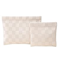 LYDZTION 2 Pieces Checkered Makeup Bag Set for Women, Portable Cosmetic Bag Travel Toiletry Bag Organizer Waterproof Small Makeup Bag Aesthetic Accessories Storage Bag for Women-White