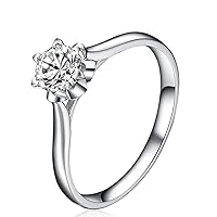 10/14/18k Solid Gold Engagement Ring for Her 0.5ct Round Moissanite Solitaire Ring Women Wedding Promise
