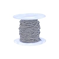 LiQunSweet 33FT (10 Meters) 304 Stainless Steel Hypoallergenic Curb Twist Cross Cable Necklace Bracelet Chains with Spool Unwelded in Bulk for Men Women Jewelry Making Findings & Component - 2.4x1.9mm
