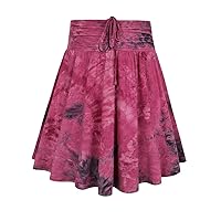 TIYOMI Women Plus Size Skirts Stretchy Buttons Hidden Zipper Mini Skirt Swing A Line Skater Skirt Black XL-5XL