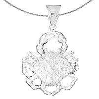 Silver Crab Necklace | Rhodium-plated 925 Silver Crab Pendant with 18