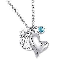 YOUFENG Urn Necklaces for Ashes I Love You to the Moon and Back for Dad Cremation Urn Locket Birthstone Jewelry